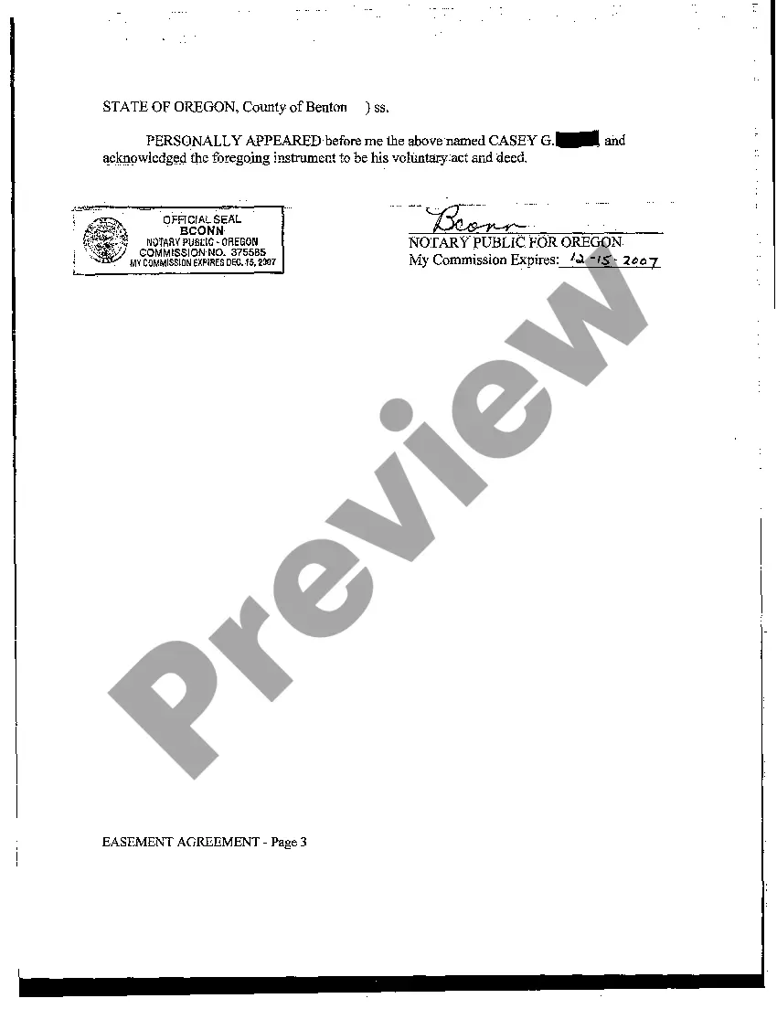 Preview Easement Agreement for Roadway