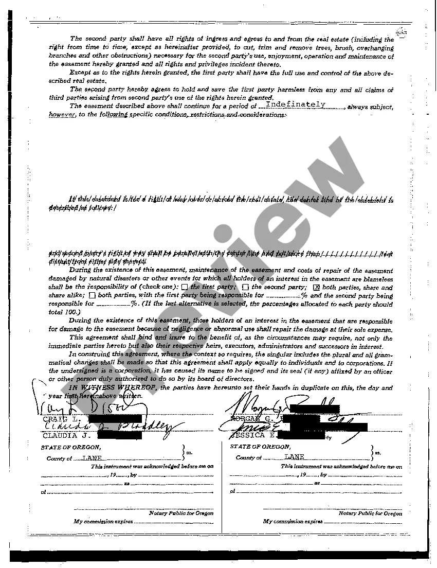 Preview Agreement for Easement