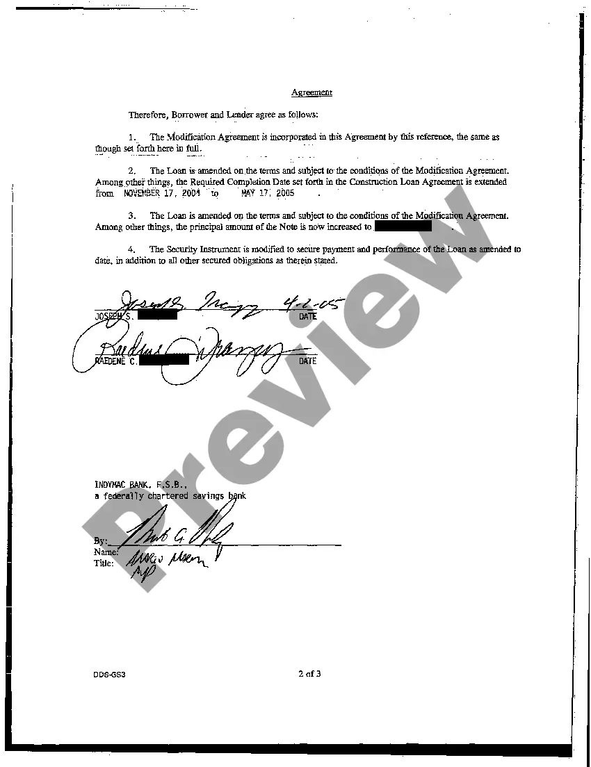 Preview Modification Agreement increasing Principal Amount of Note