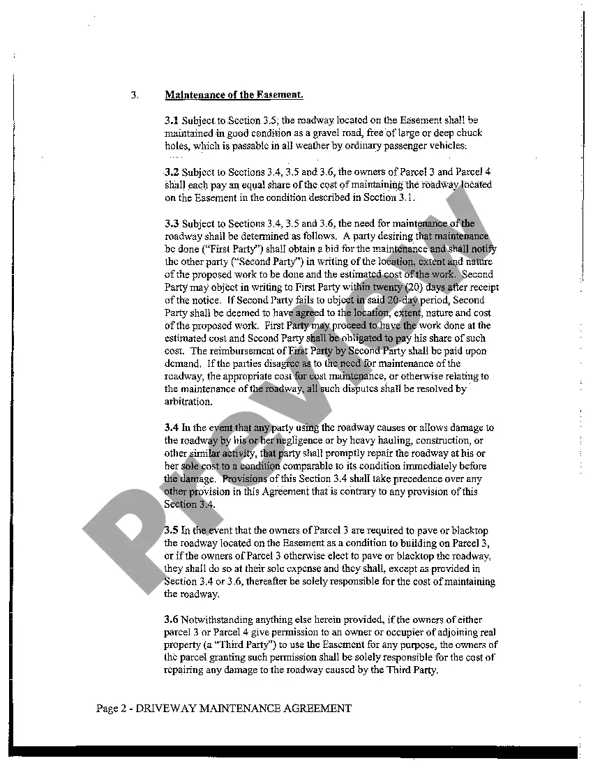 Preview Driveway Maintenance Agreement