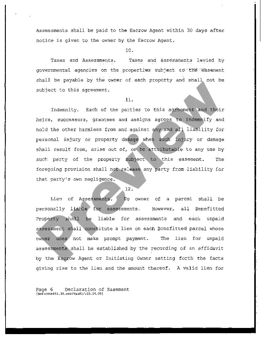 Get Declaration of Easement Preview Declaration of Easement