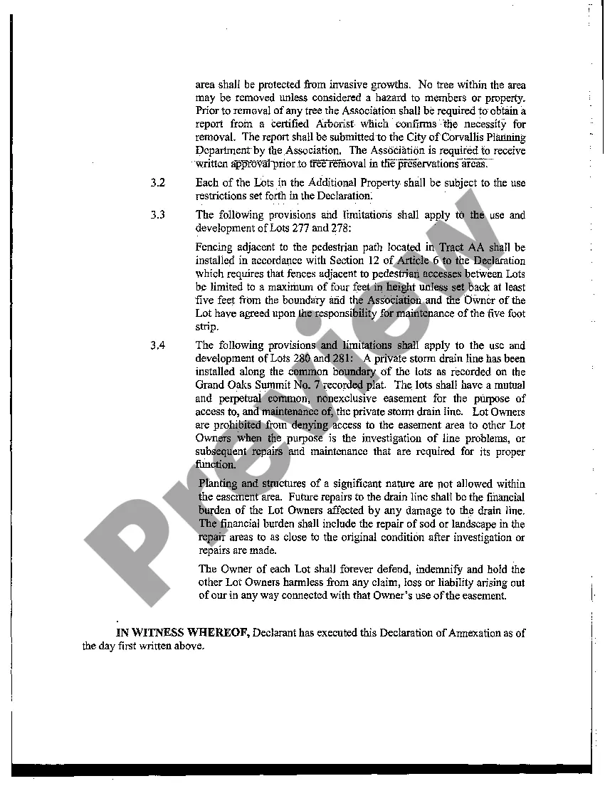 Preview Declaration of Annexation to Property