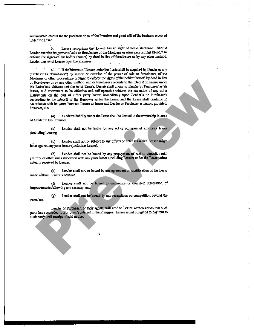 Preview Lease Subordination Agreement