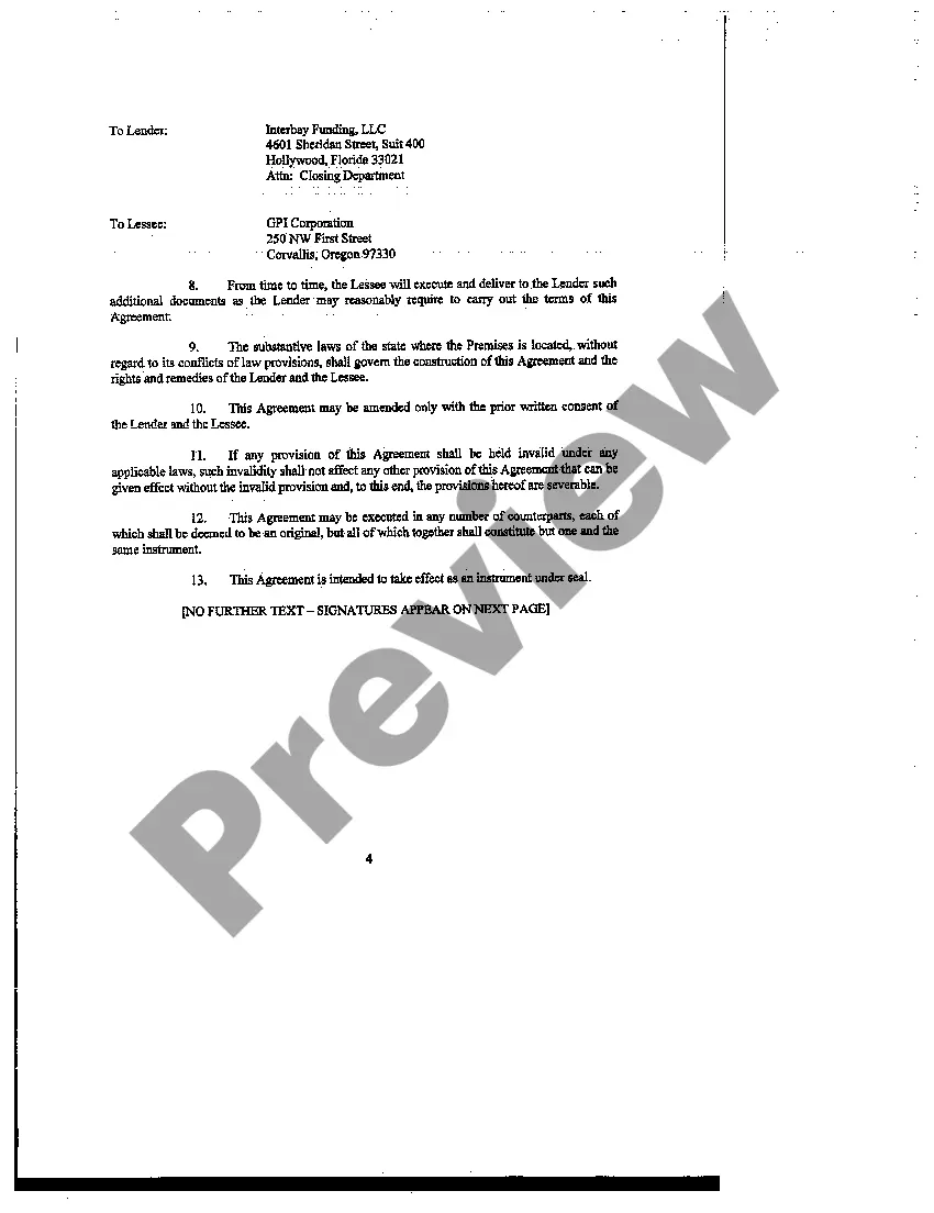 Preview Lease Subordination Agreement