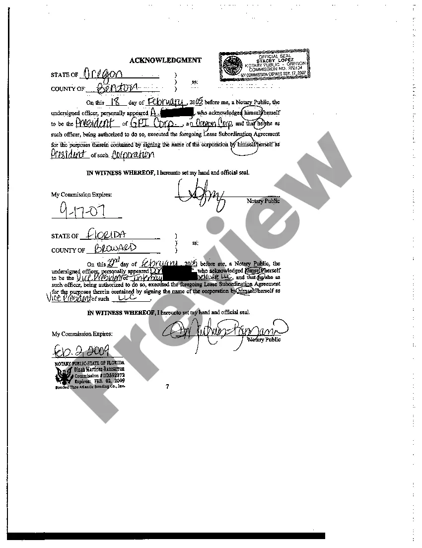 Preview Lease Subordination Agreement