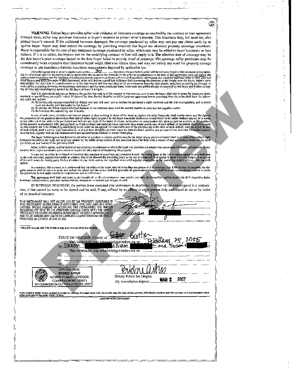 Oregon Real Estate Contract US Legal Forms