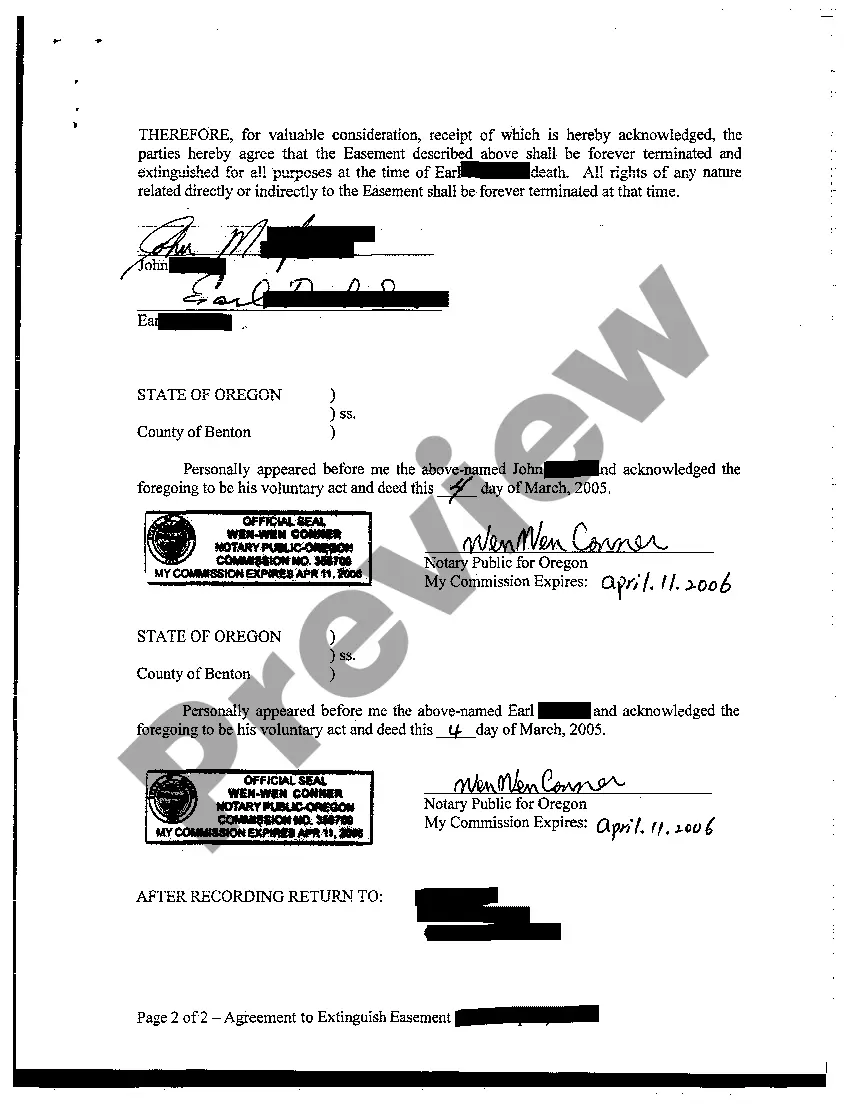 Get Agreement to Extinguish Easement Preview Agreement to Extinguish Easement