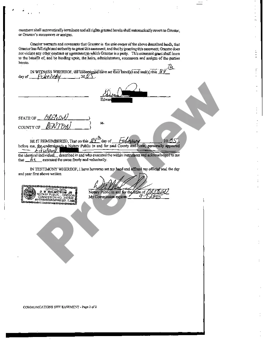 Preview Communications Site Easement