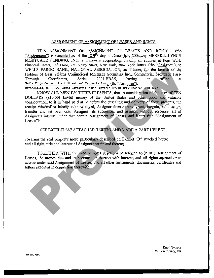 Preview A02 Assignment of Assignment of Leases and Rents