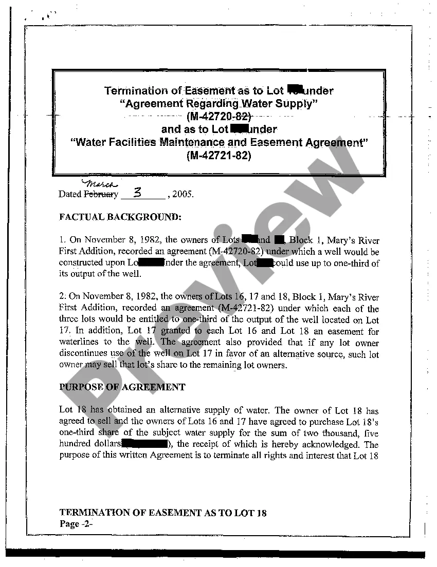 Get Partial Termination of Easement Agreement Preview Partial Termination of Easement Agreement