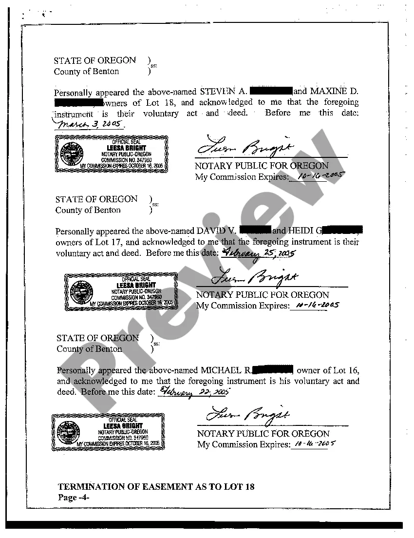Get Partial Termination of Easement Agreement Preview Partial Termination of Easement Agreement