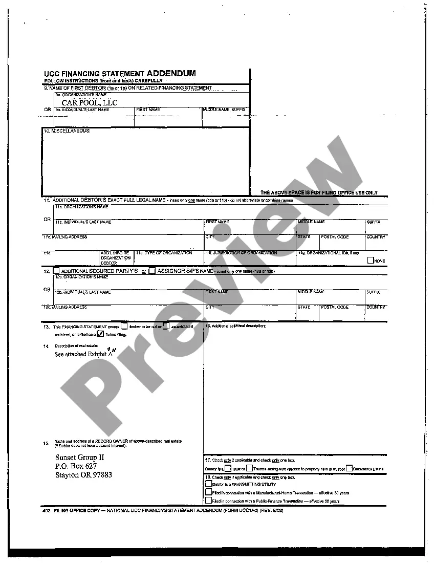 Get A01 UCC Financing Statement Preview A01 UCC Financing Statement