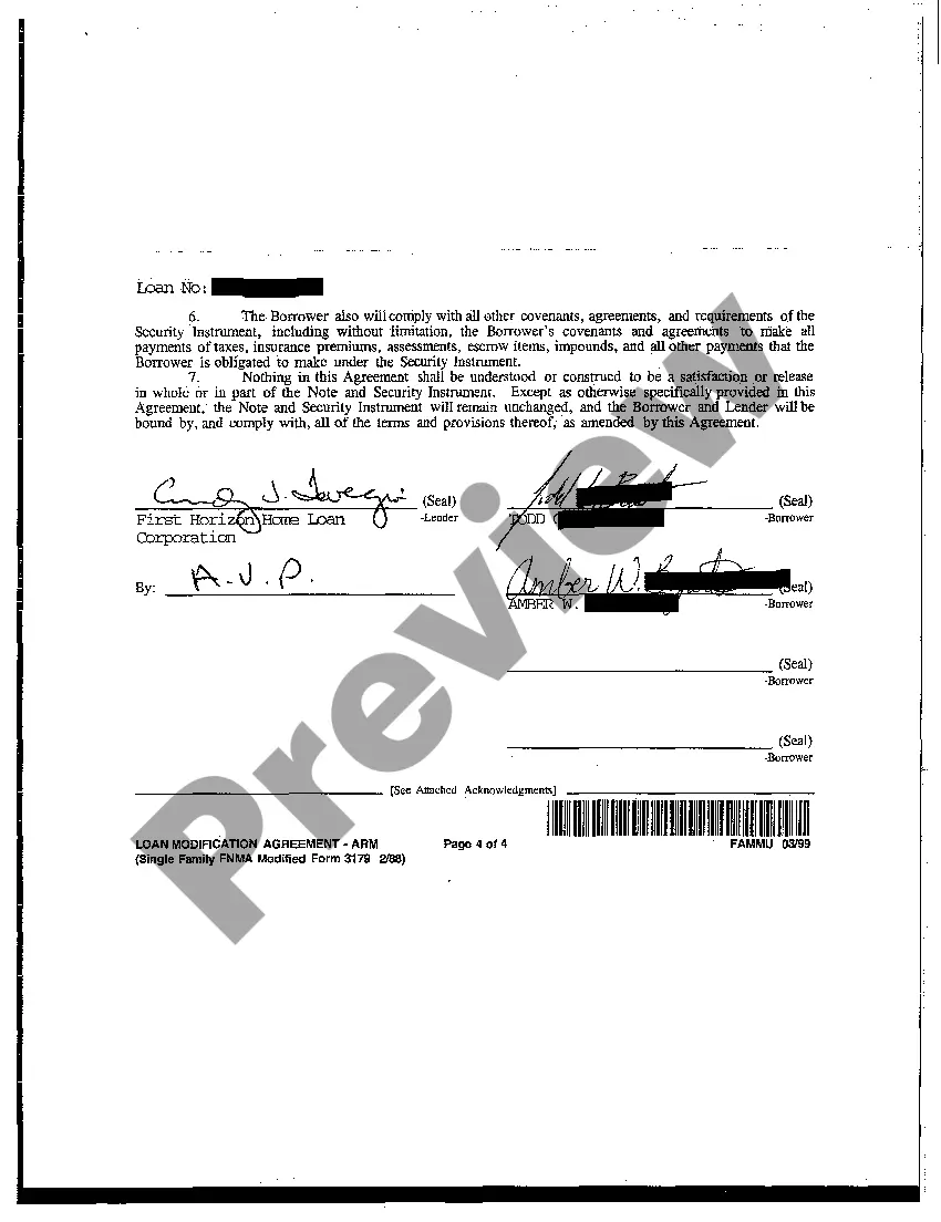 Preview Loan Modification Agreement providing for Adjustable Rate
