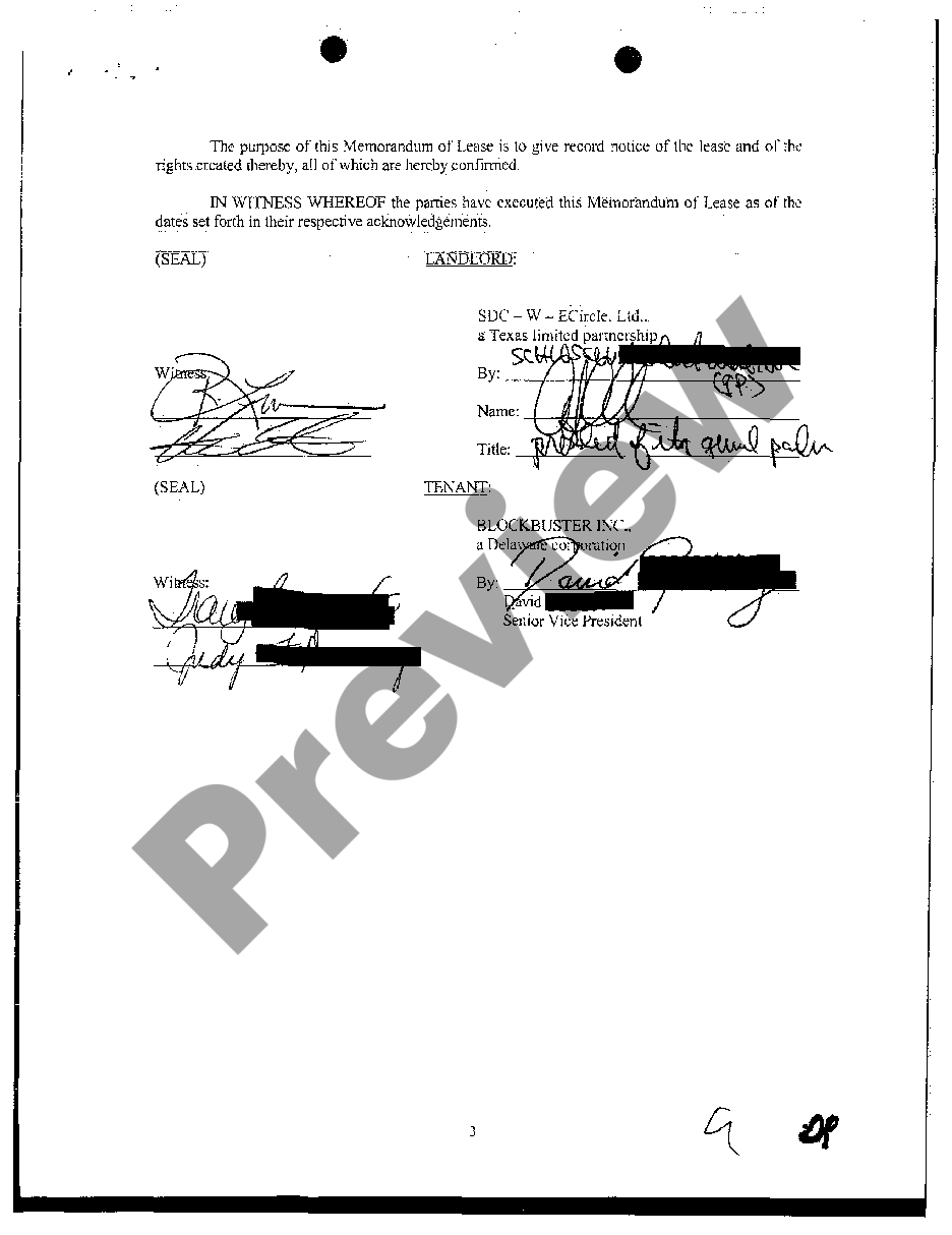 Oregon Memorandum Of Lease Between Partnership And Corporation Us Legal Forms 9230