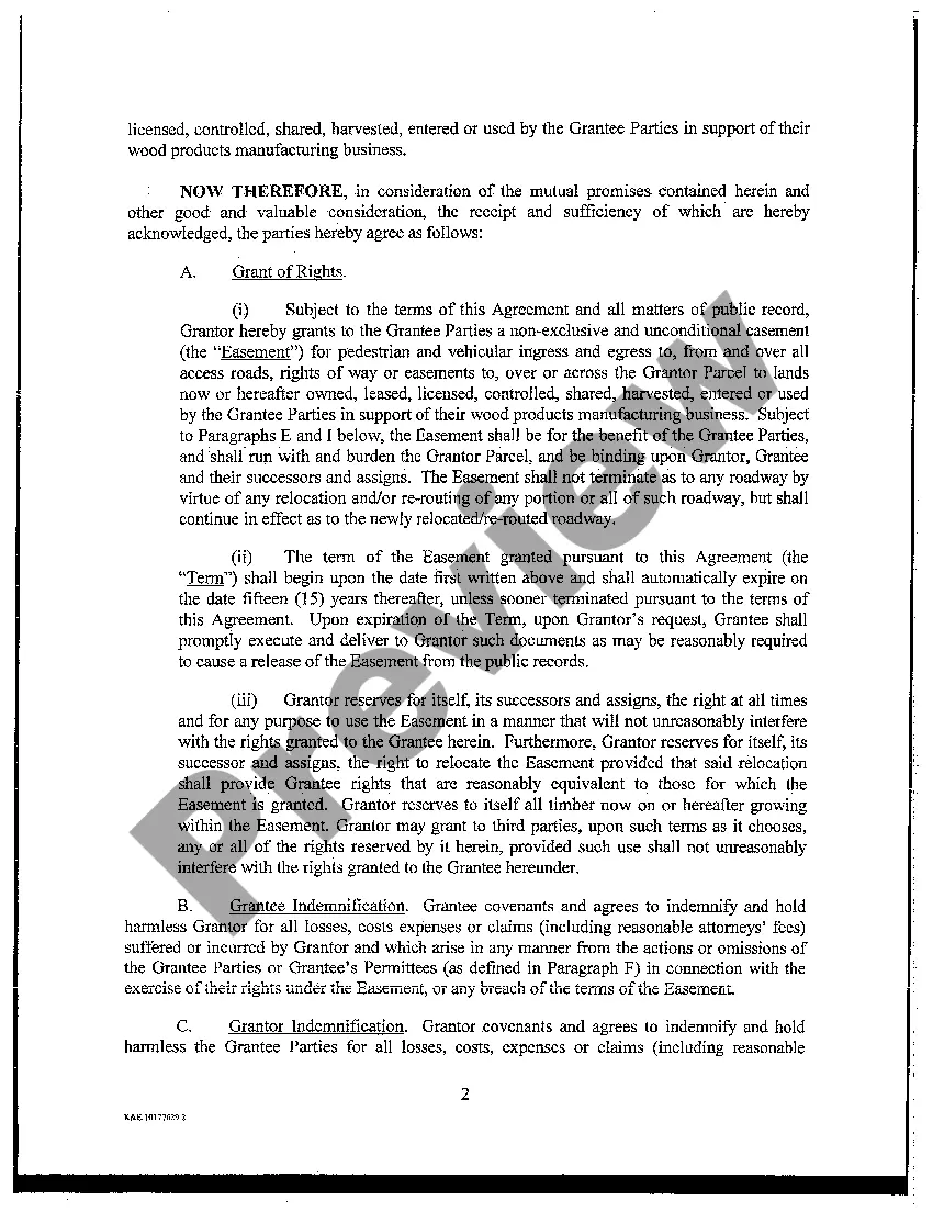 Preview Road Use Easement Agreement