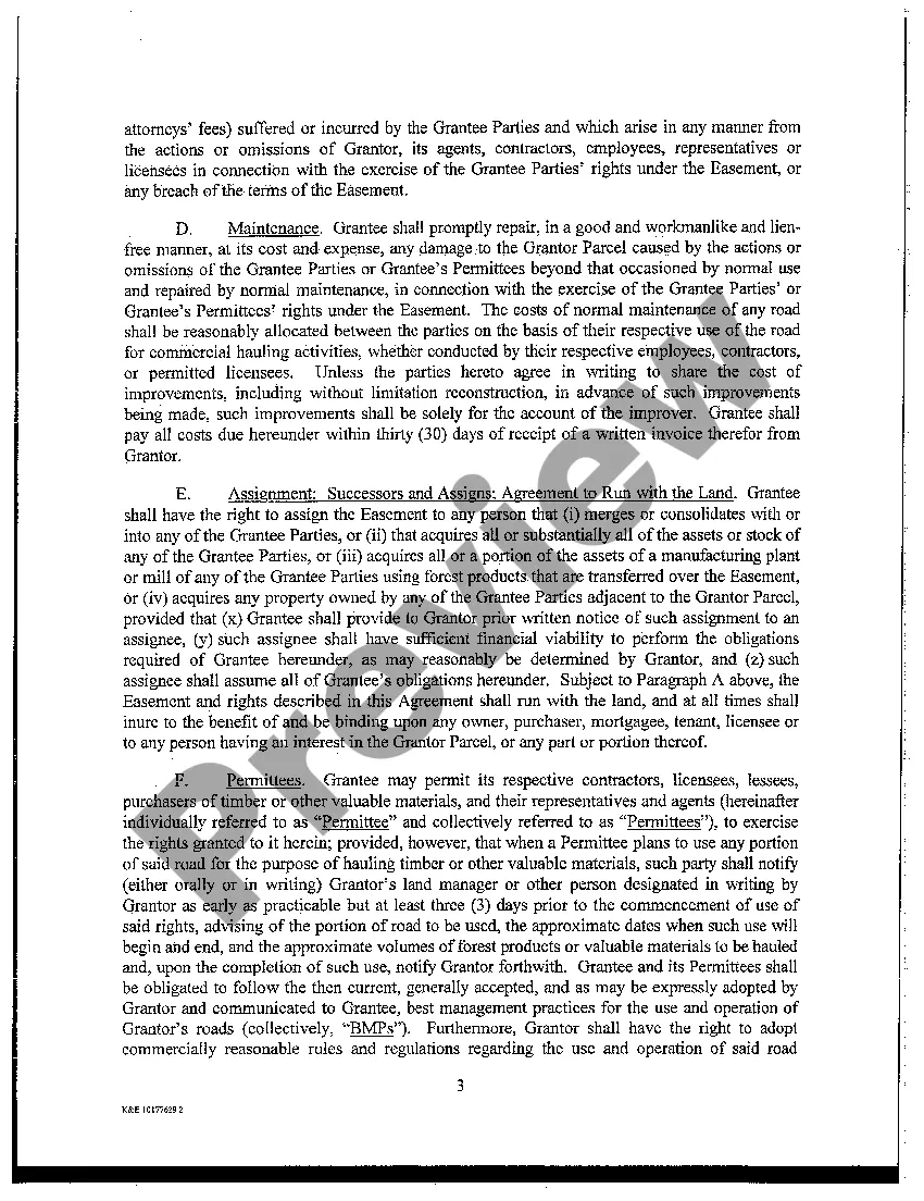 Preview Road Use Easement Agreement