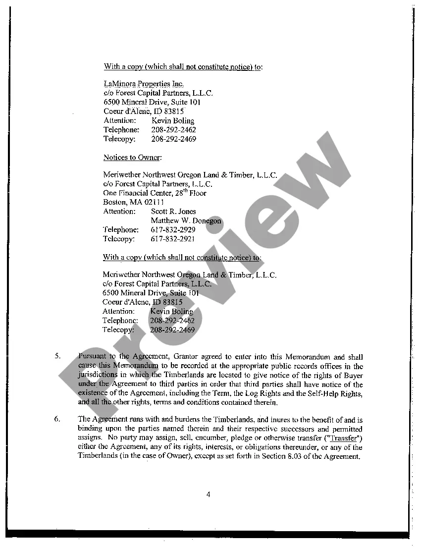 Get Memorandum of Log Supply Agreement Preview Memorandum of Log Supply Agreement