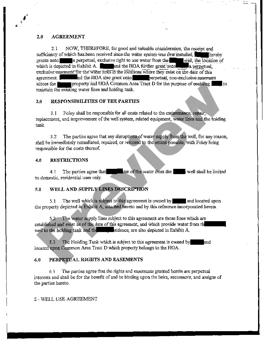 Preview Well Use Agreement and Easement