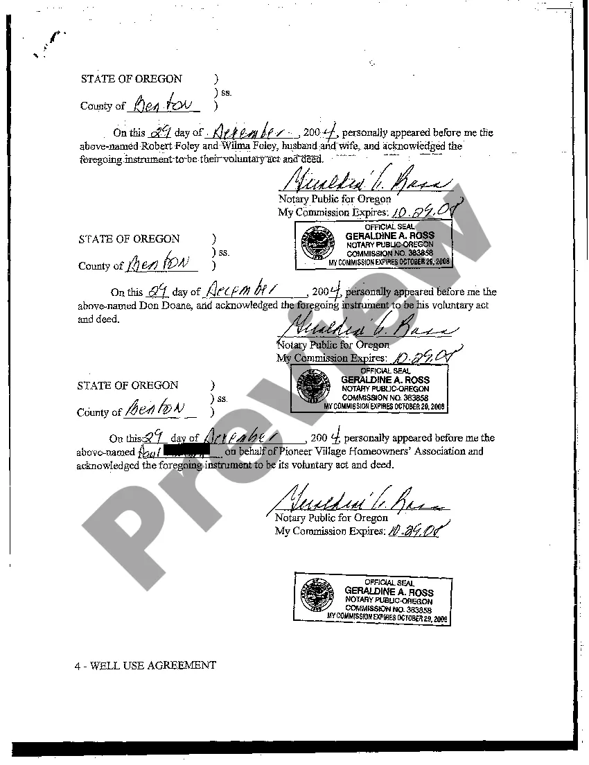 Preview Well Use Agreement and Easement