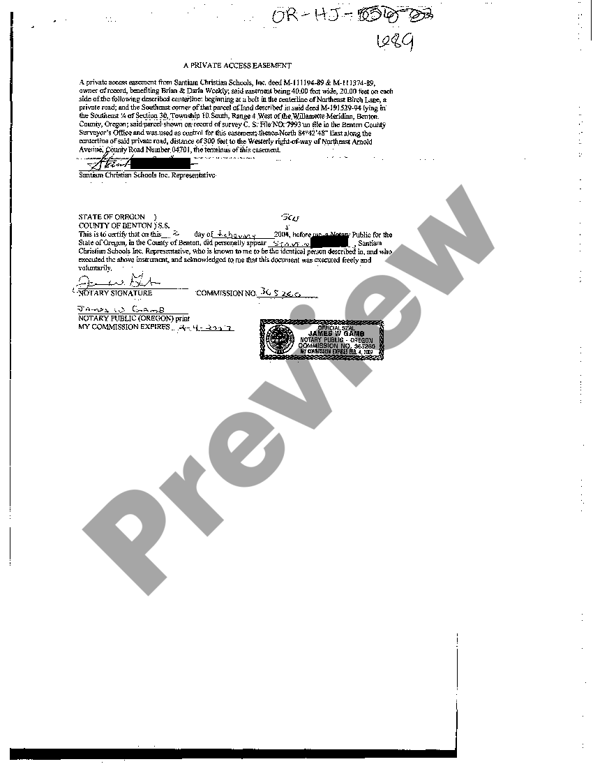 Private Access Easement For Ingress And Egress US Legal Forms