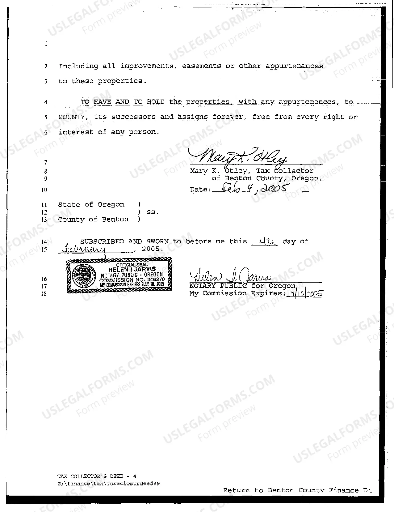 Preview Tax Collector's Deed