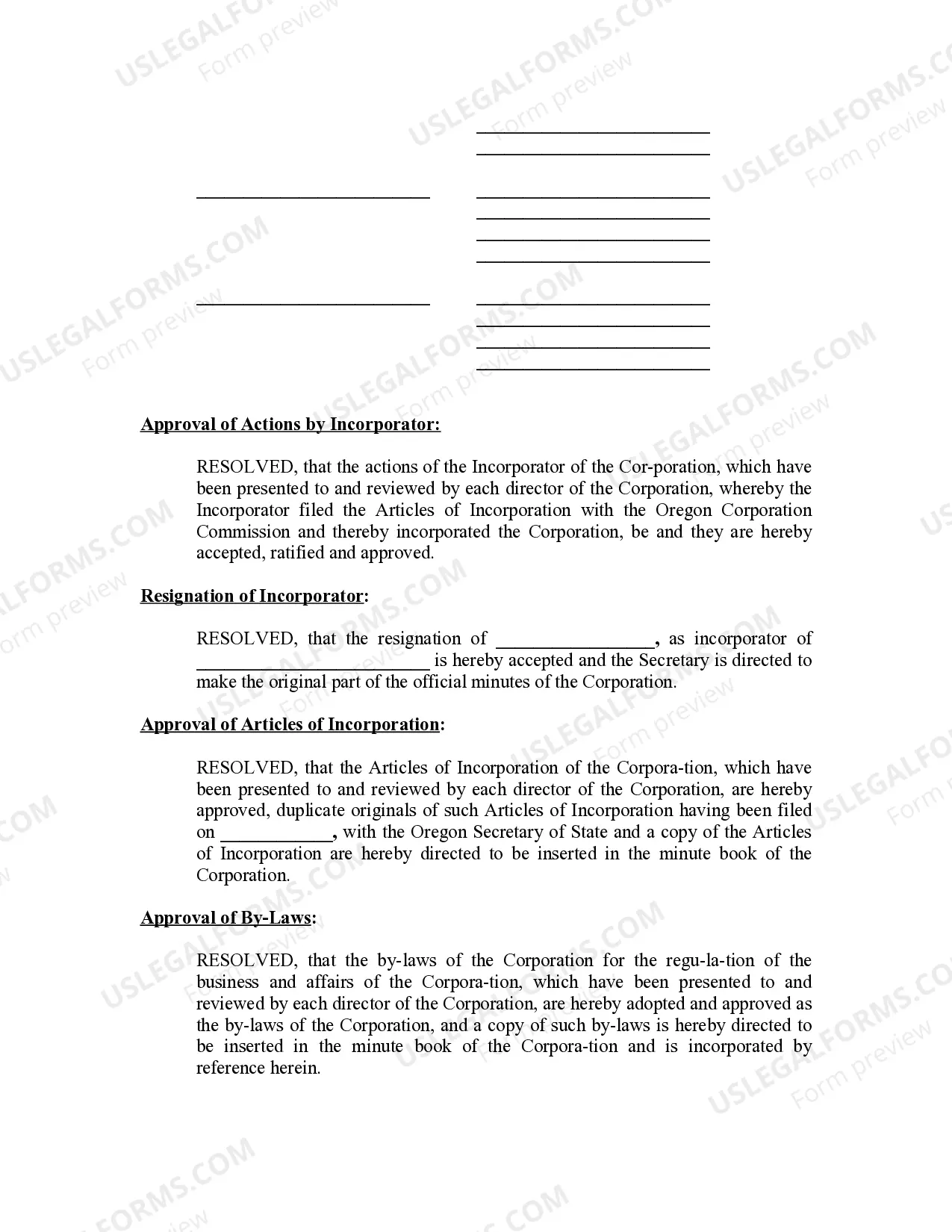 Preview Minutes for Organizational Meeting