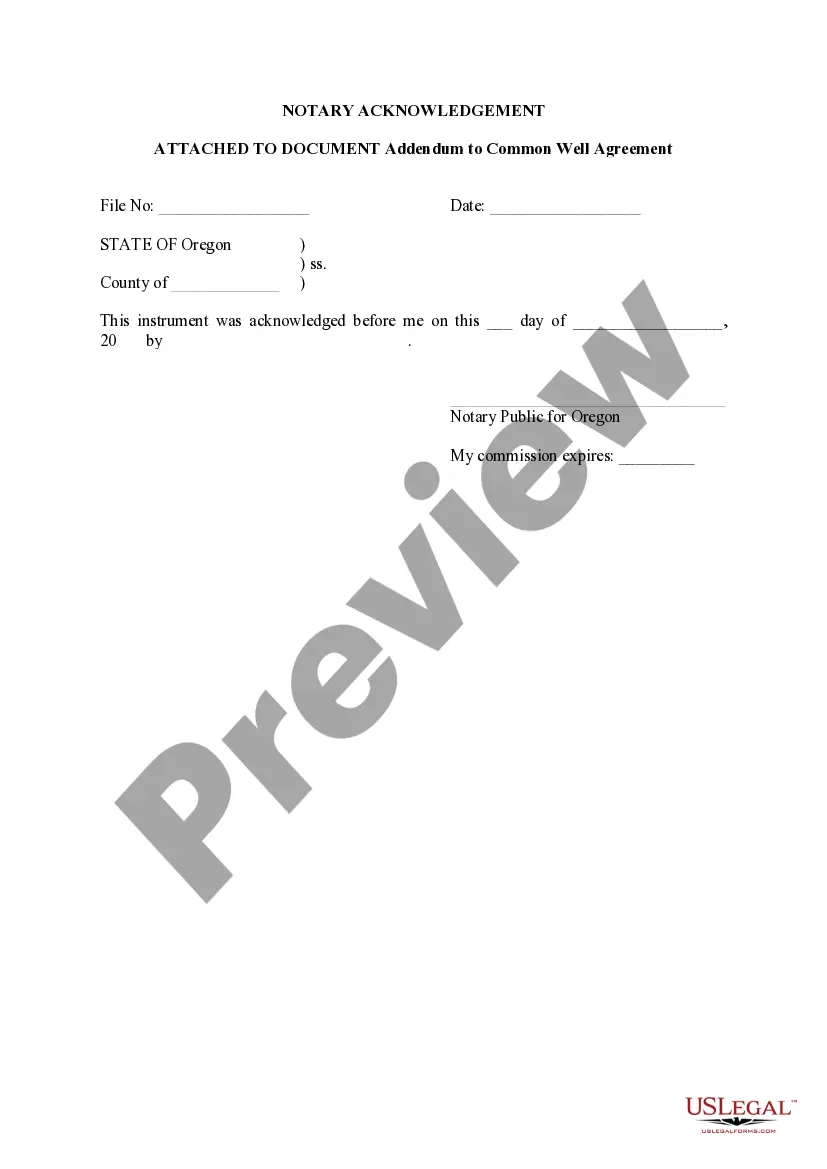 Preview Addendum to Common Well Agreement