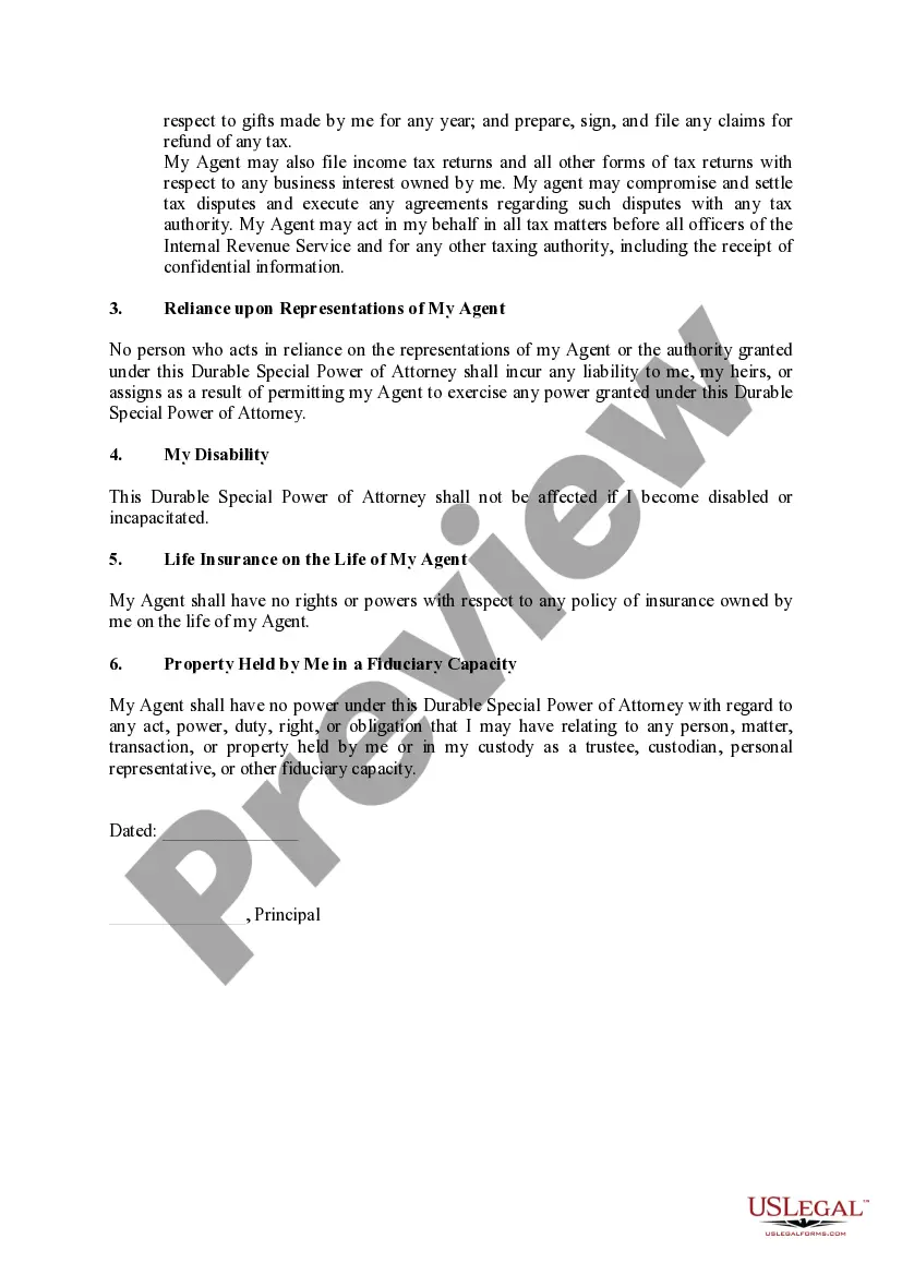 Get Durable Special Power of Attorney Preview Durable Special Power of Attorney