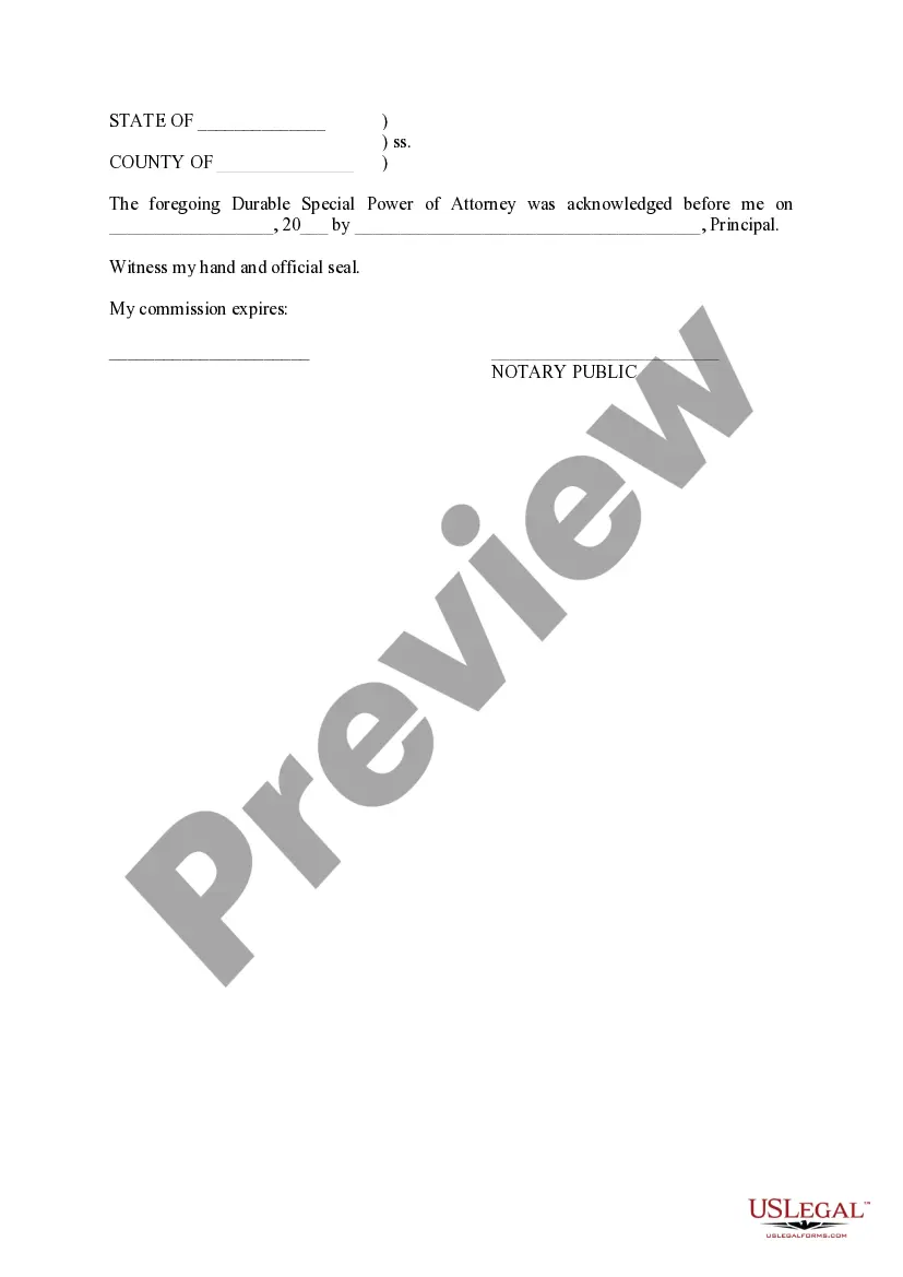 Get Durable Special Power of Attorney Preview Durable Special Power of Attorney