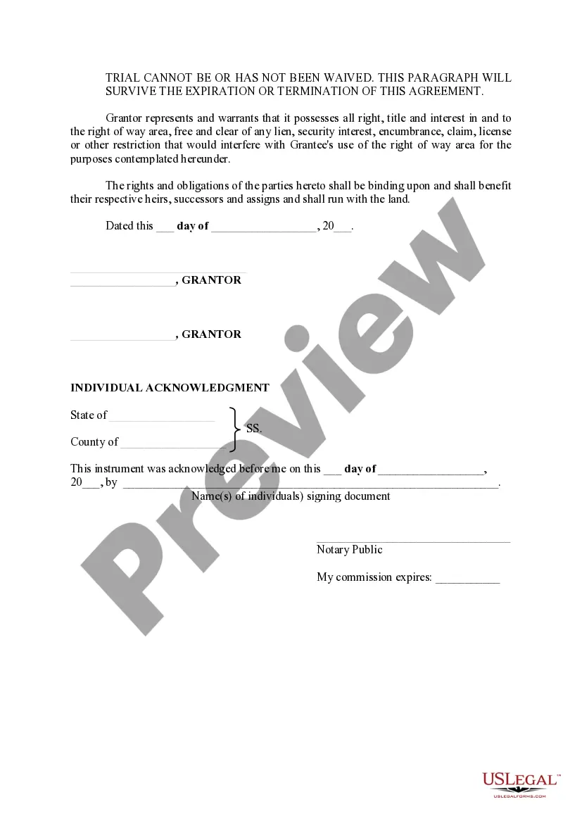 Preview Underground Right of Way Easement