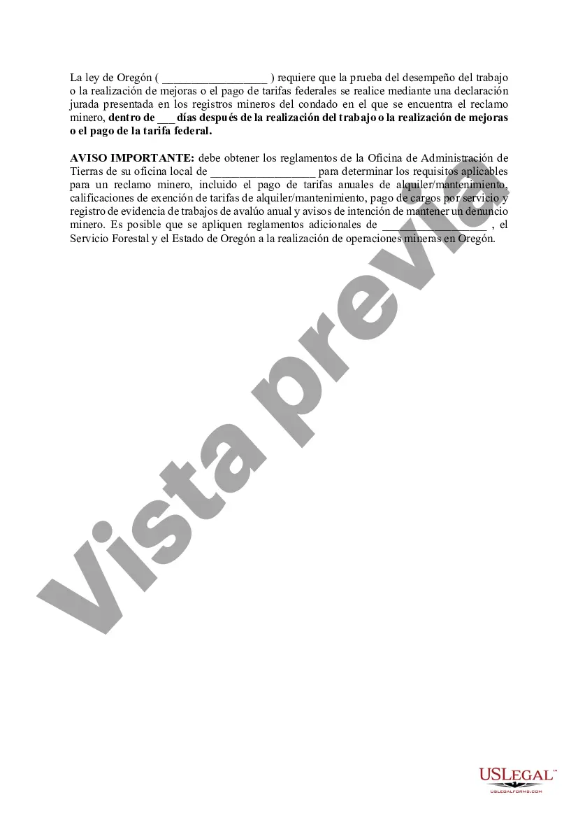 Preview Declaración Jurada de Reclamo Minero