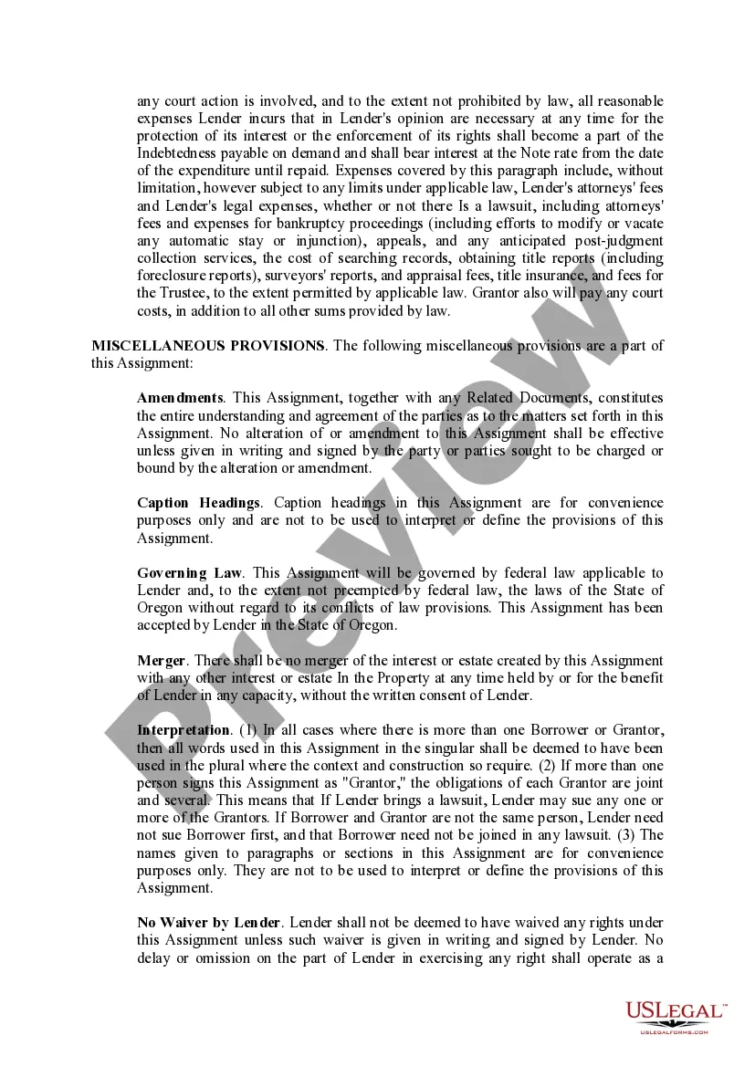 Preview Assignments of Rents