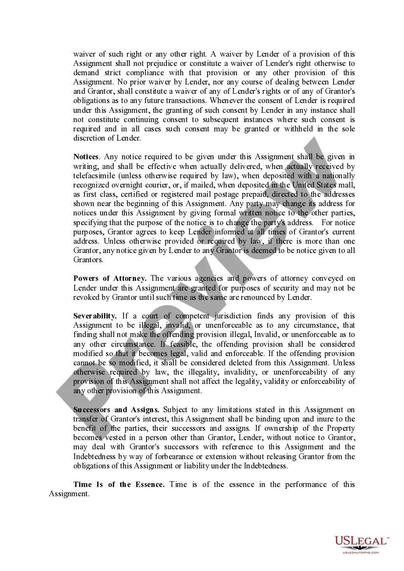 Preview Assignments of Rents