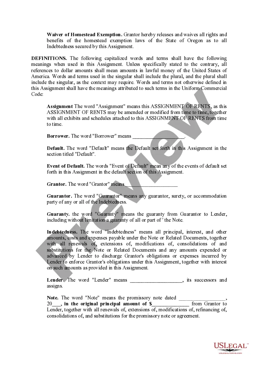 Preview Assignments of Rents