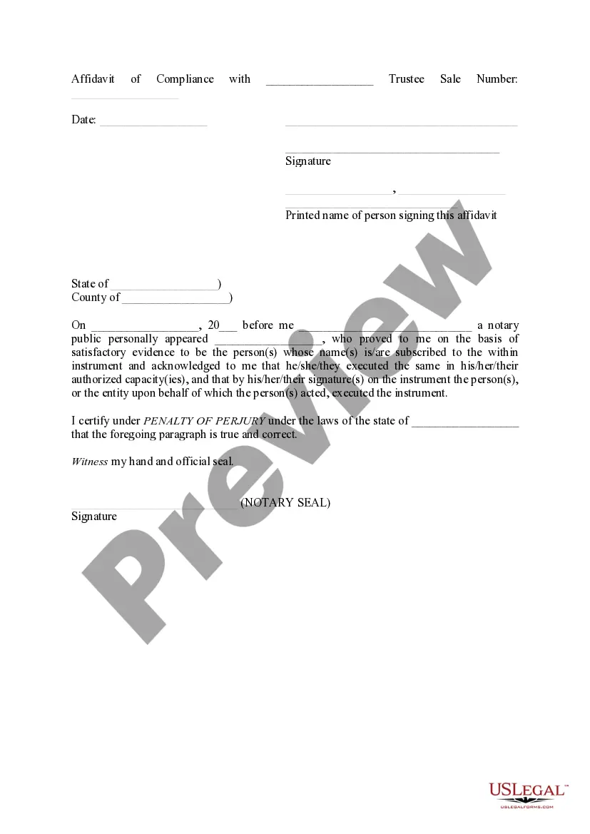 Preview Affidavit of Compliance