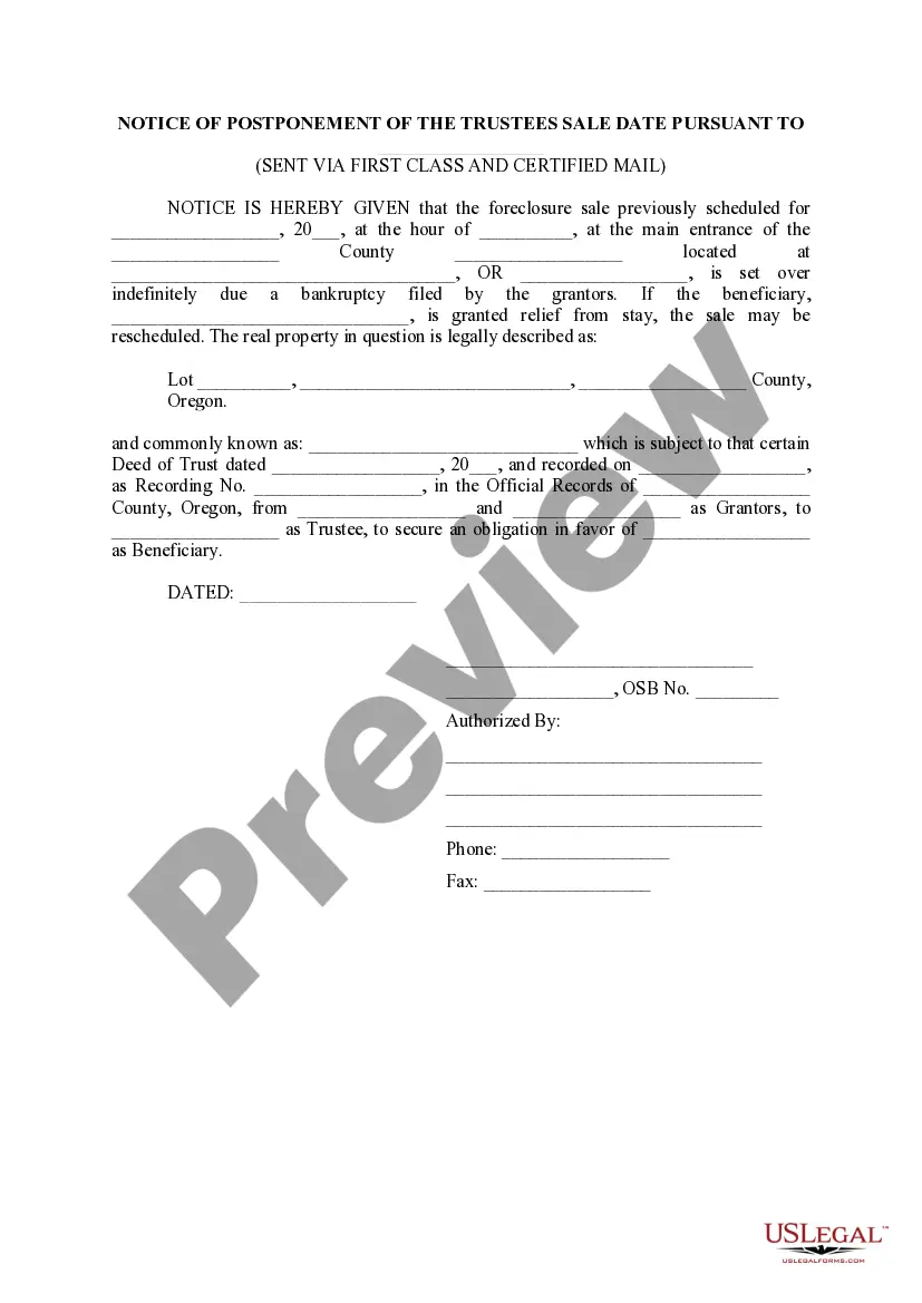 Get Affidavit of Mailing Notice of Postponement of Trustee's Sale of Property Preview Affidavit of Mailing Notice of Postponement of Trustee's Sale of Property