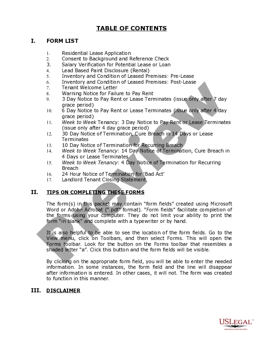 Preview Oregon Supplemental Residential Lease Forms Package