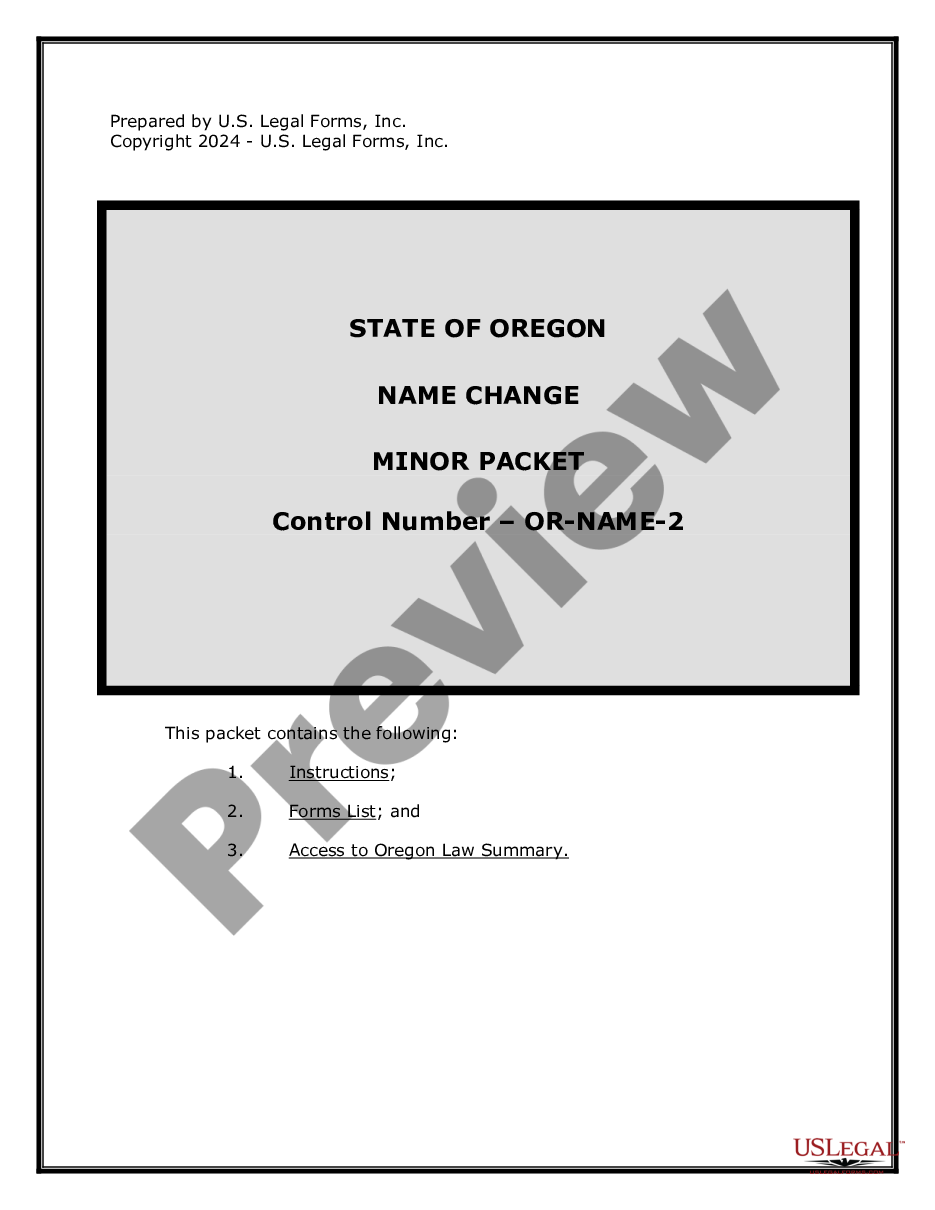 page 0 Oregon Name Change Instructions and Forms Package for a Minor preview