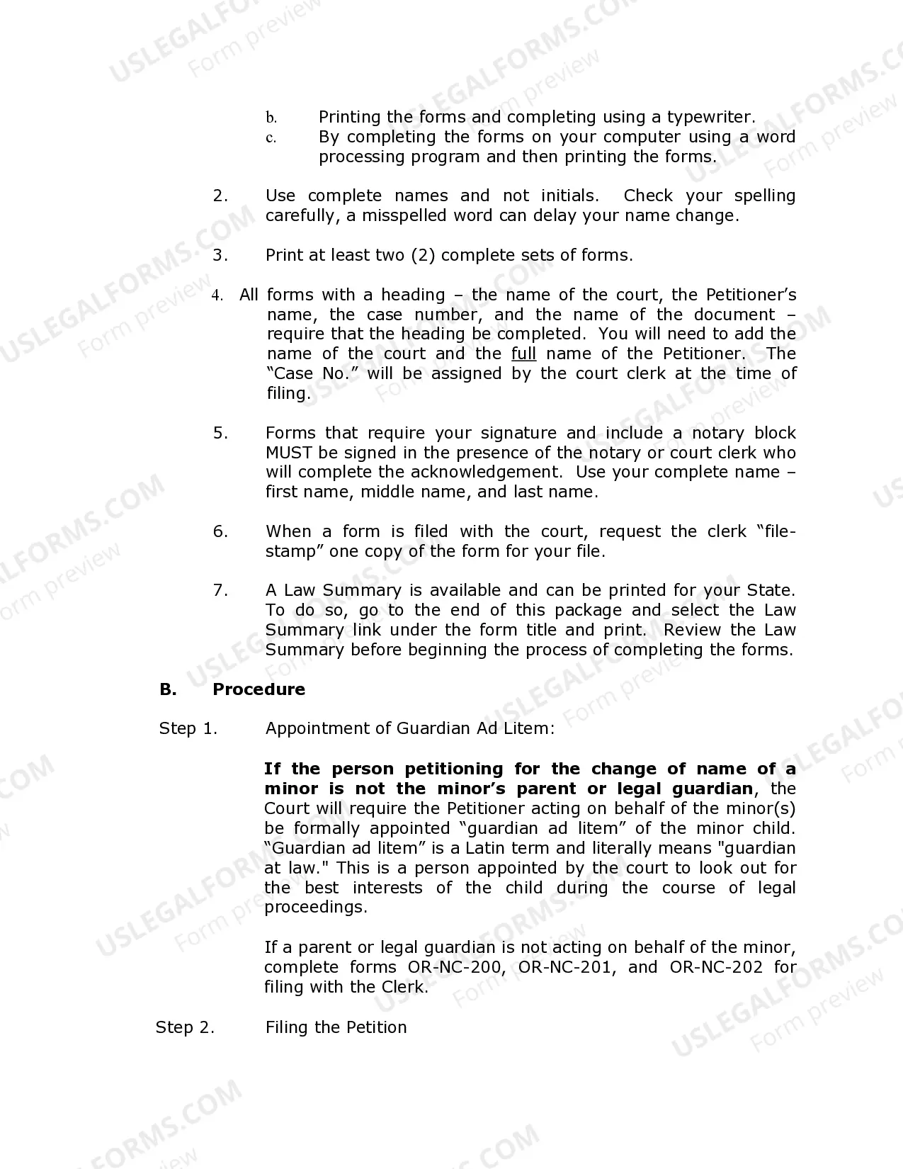 Preview Oregon Name Change Instructions and Forms Package for a Minor