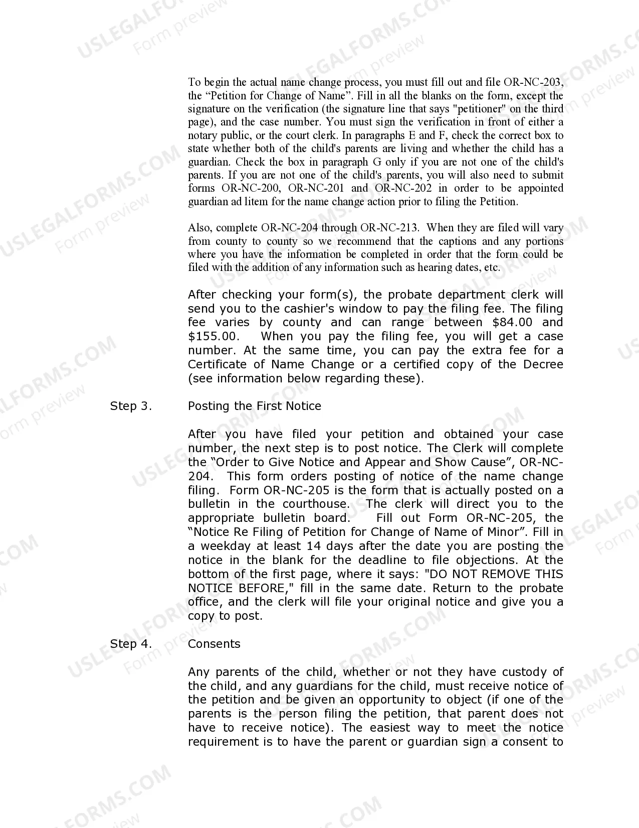 Preview Oregon Name Change Instructions and Forms Package for a Minor