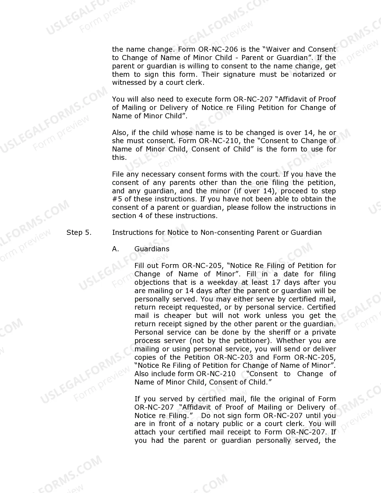 Preview Oregon Name Change Instructions and Forms Package for a Minor