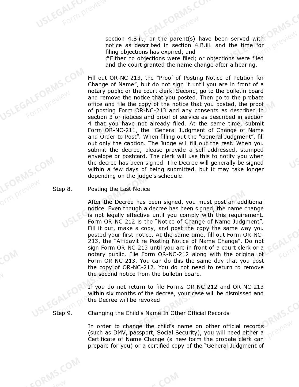 Preview Oregon Name Change Instructions and Forms Package for a Minor