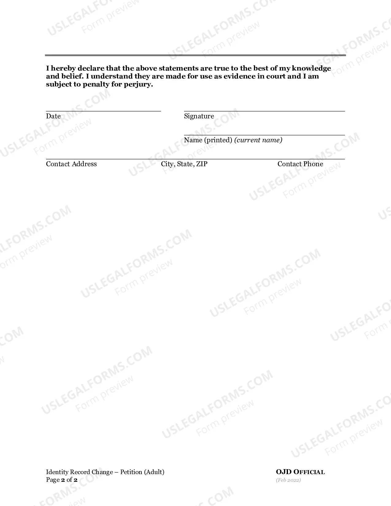 Preview Adult Change of Name Forms and Instructions