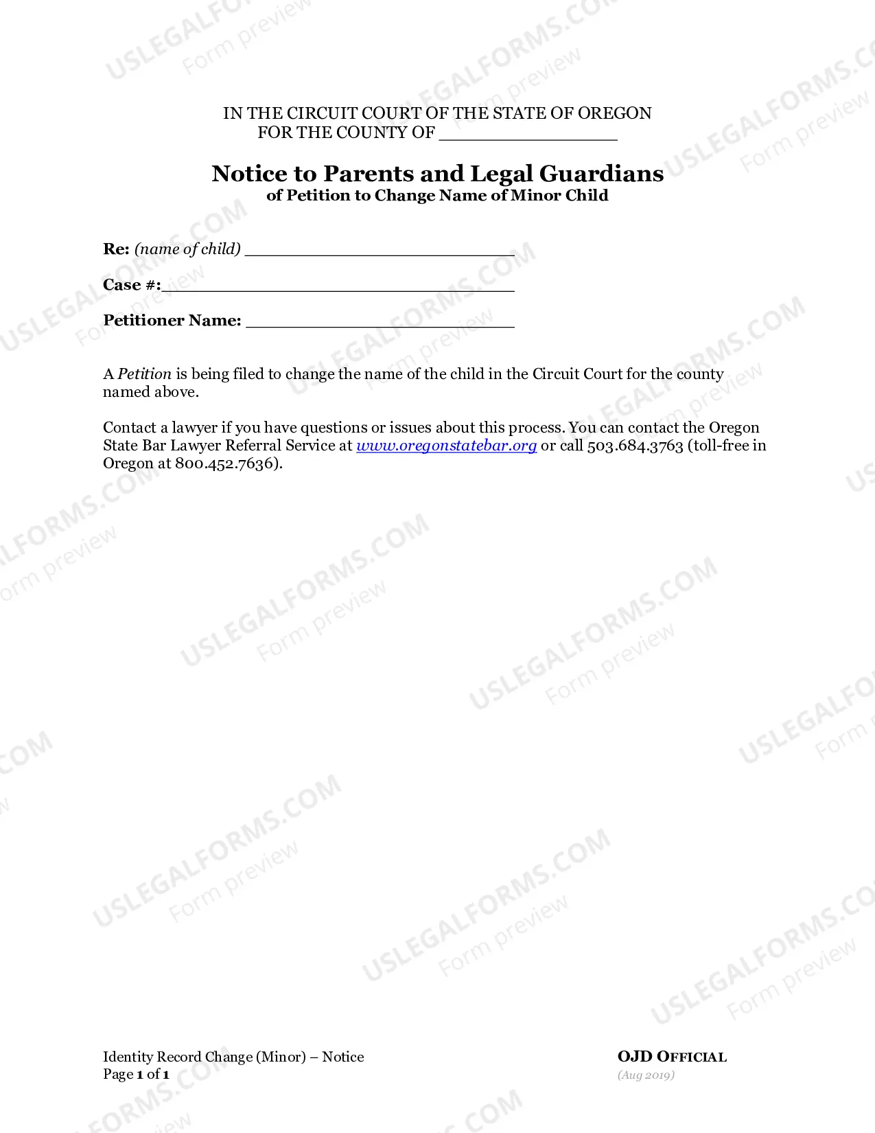 Preview Change of Name Instructions and Forms for Minor