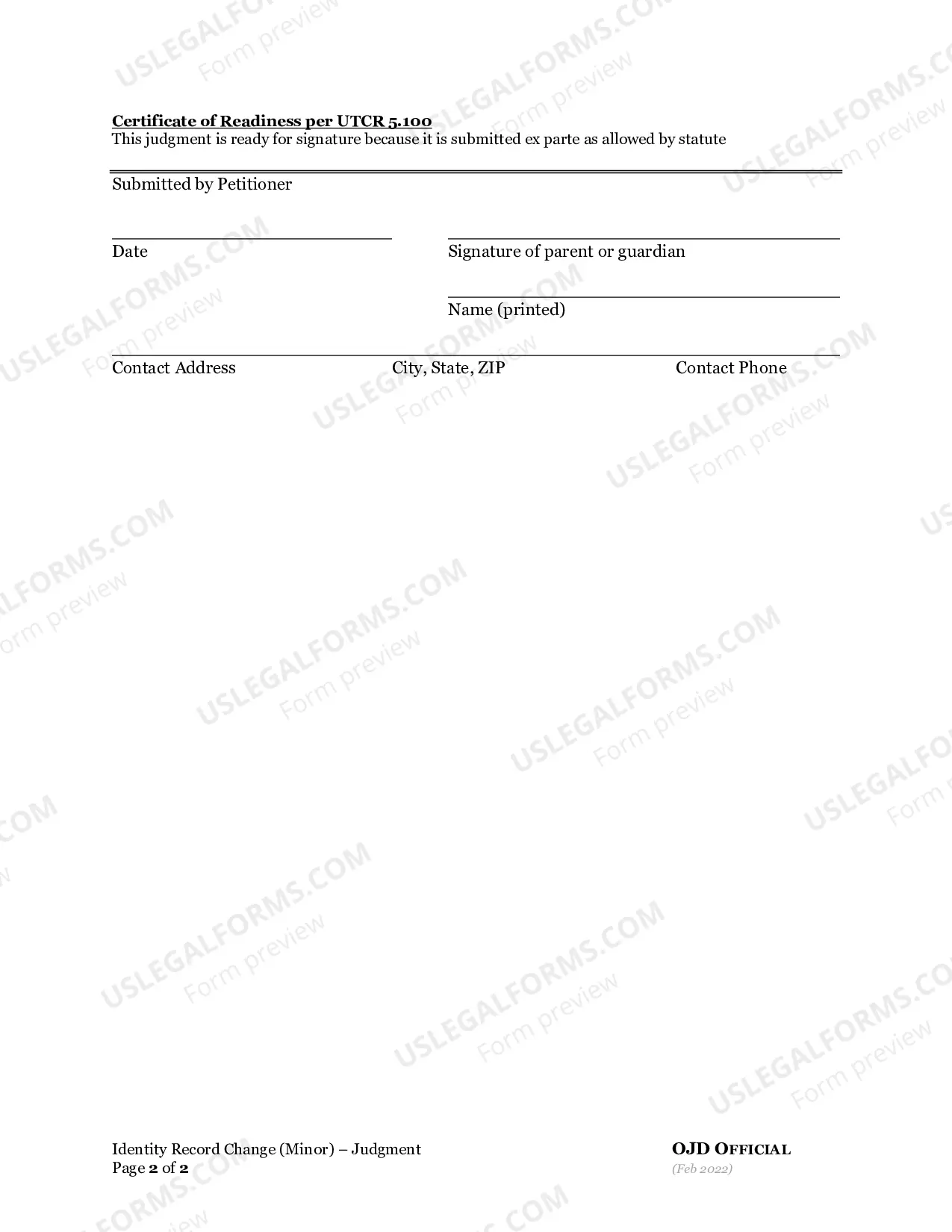 Preview Change of Name Instructions and Forms for Minor