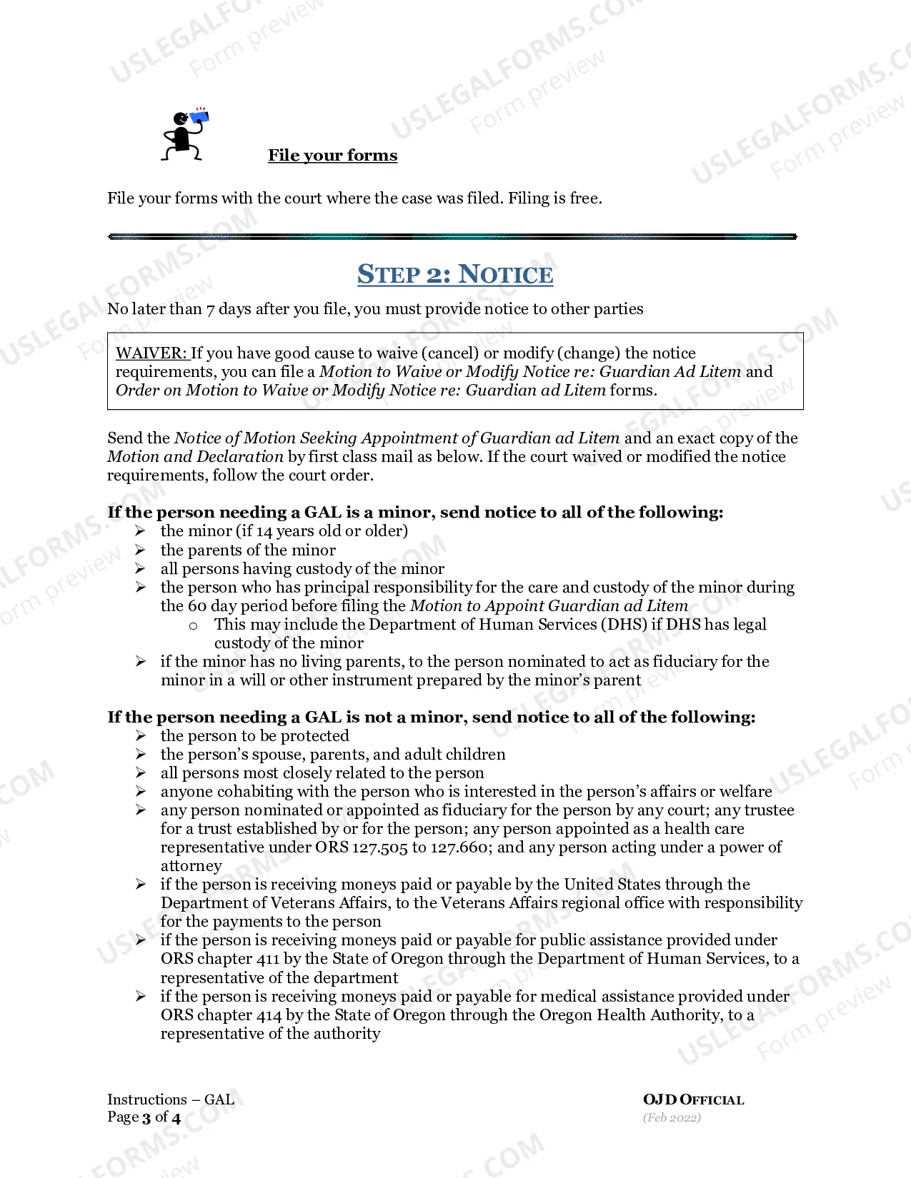 Preview Minor Change of Name Instructions and Forms - Guardian Ad Litem