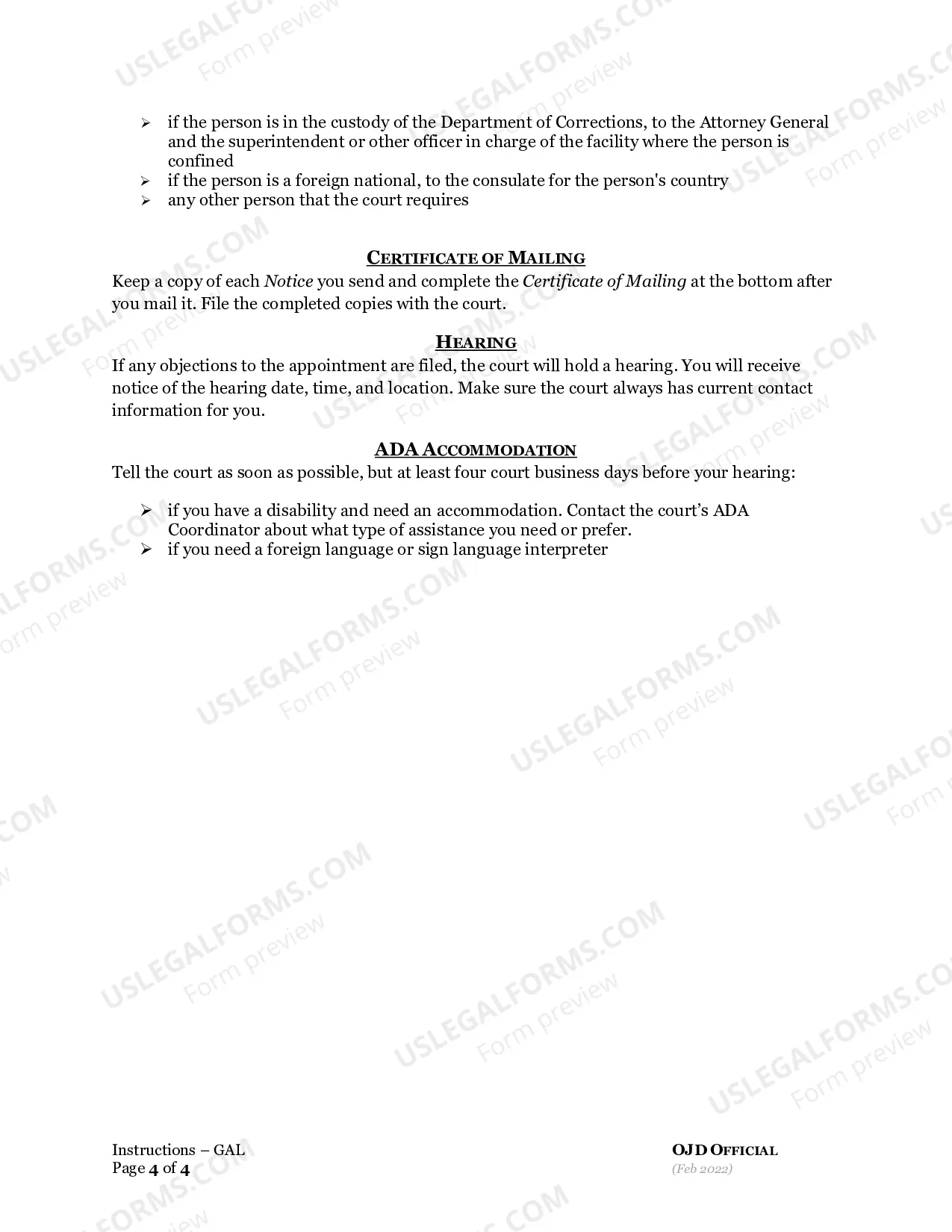 Preview Minor Change of Name Instructions and Forms - Guardian Ad Litem