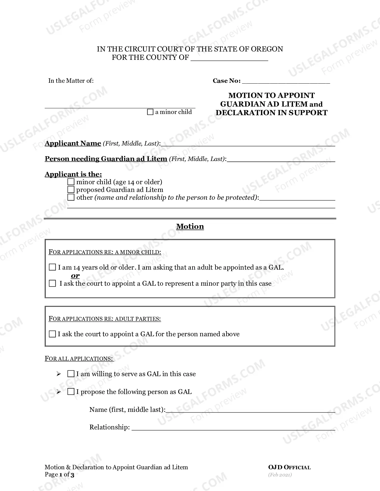 Preview Minor Change of Name Instructions and Forms - Guardian Ad Litem
