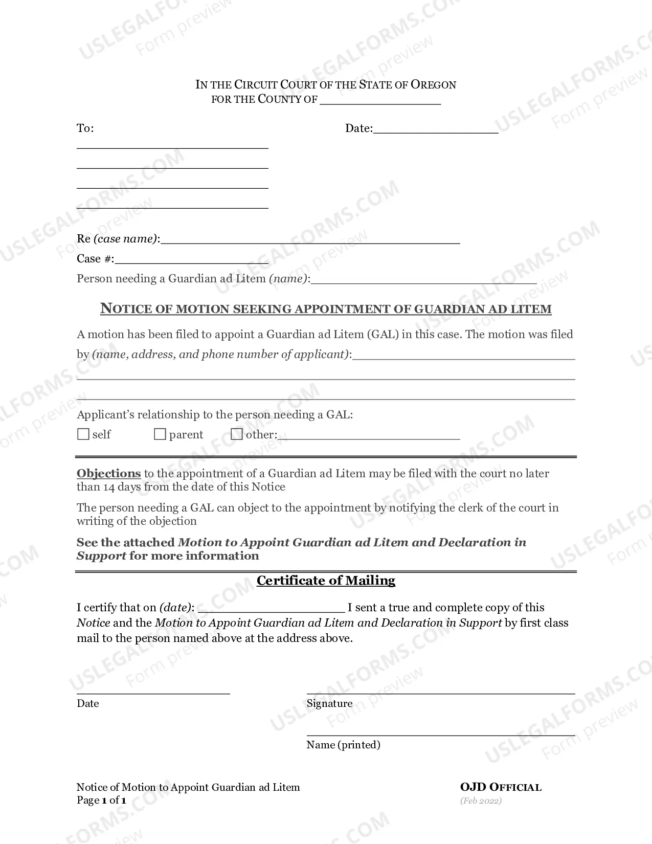 Preview Minor Change of Name Instructions and Forms - Guardian Ad Litem