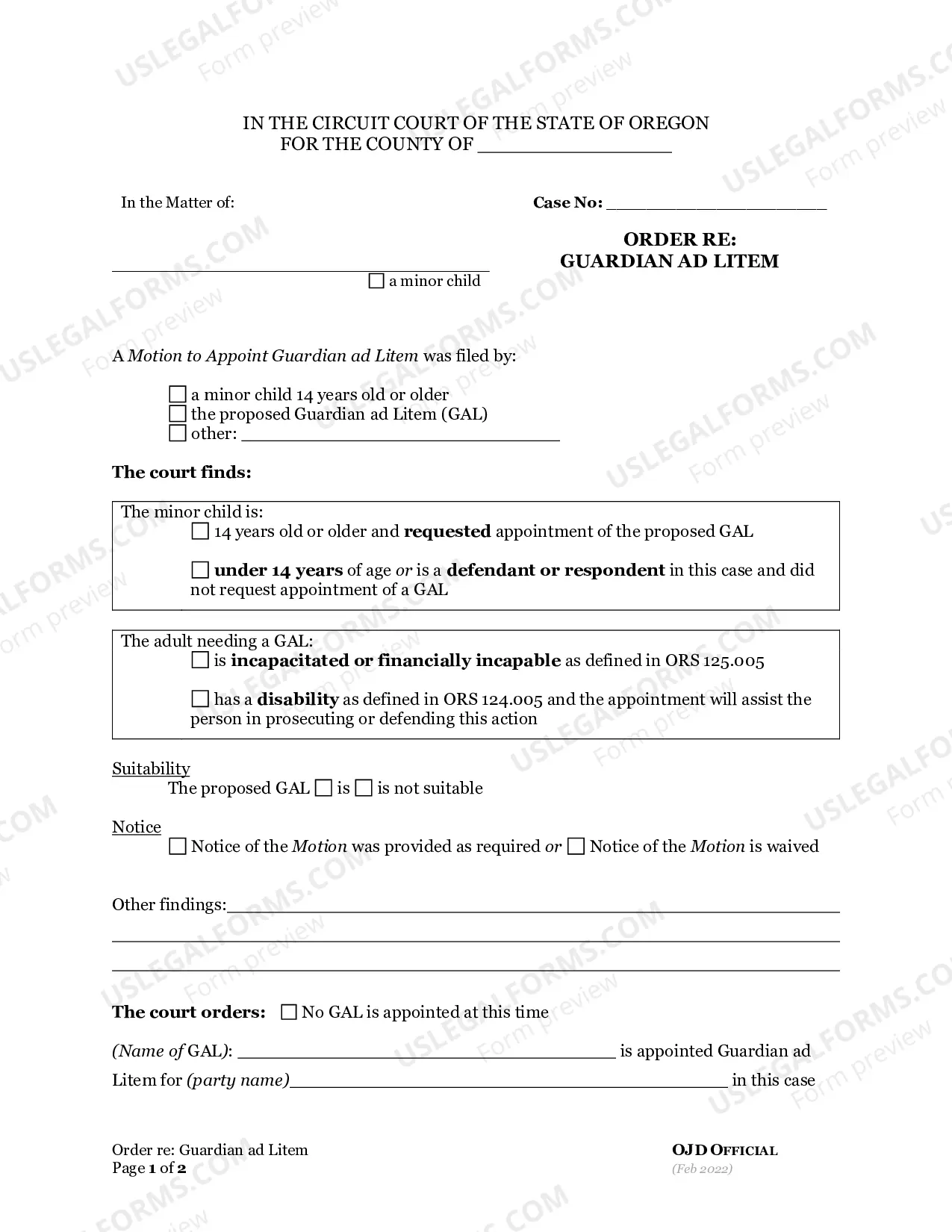 Preview Minor Change of Name Instructions and Forms - Guardian Ad Litem